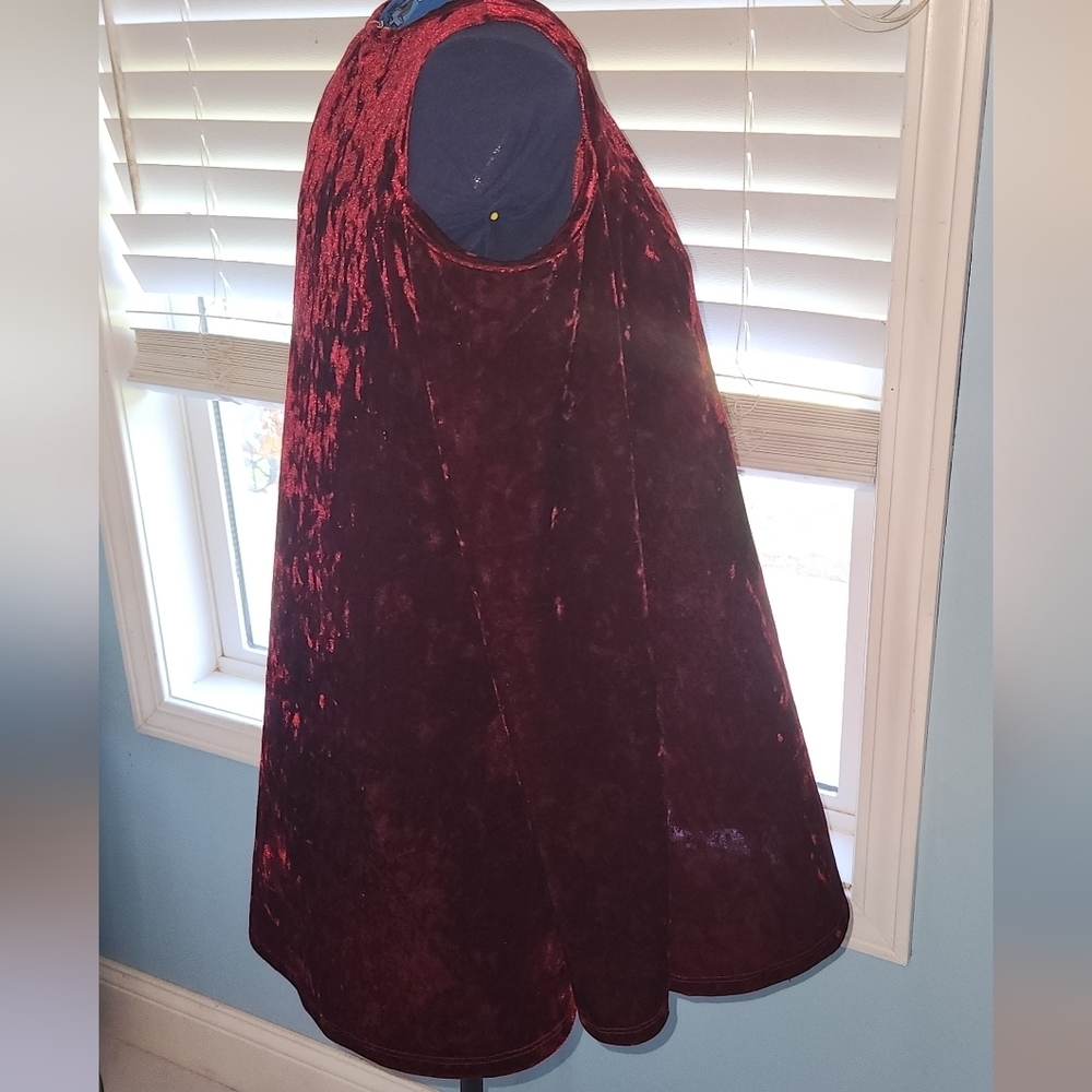 A.gain Medium Long Sleeve Crushed Red Velvet Cold Shoulder Top - Picture 5 of 6